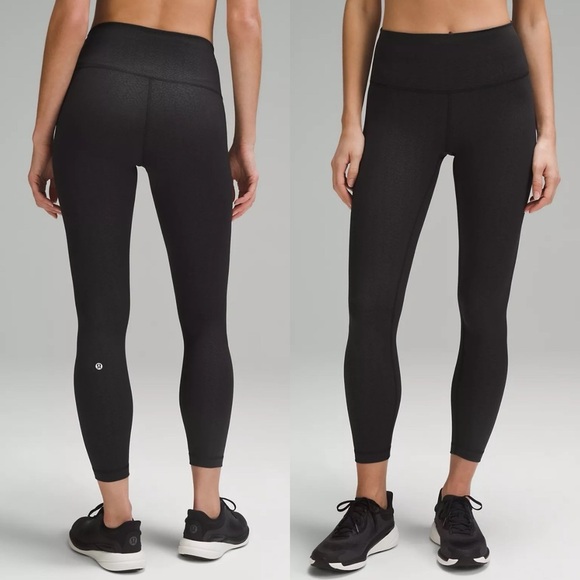 NWT Lululemon Wunder Train High-Rise Tight 25" Distressed Twill Emboss Black 4